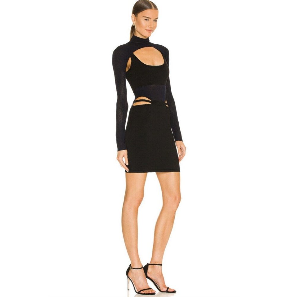Dion Lee Hosiery Bra Mini Dress Black & Navy - Picture 2 of 4